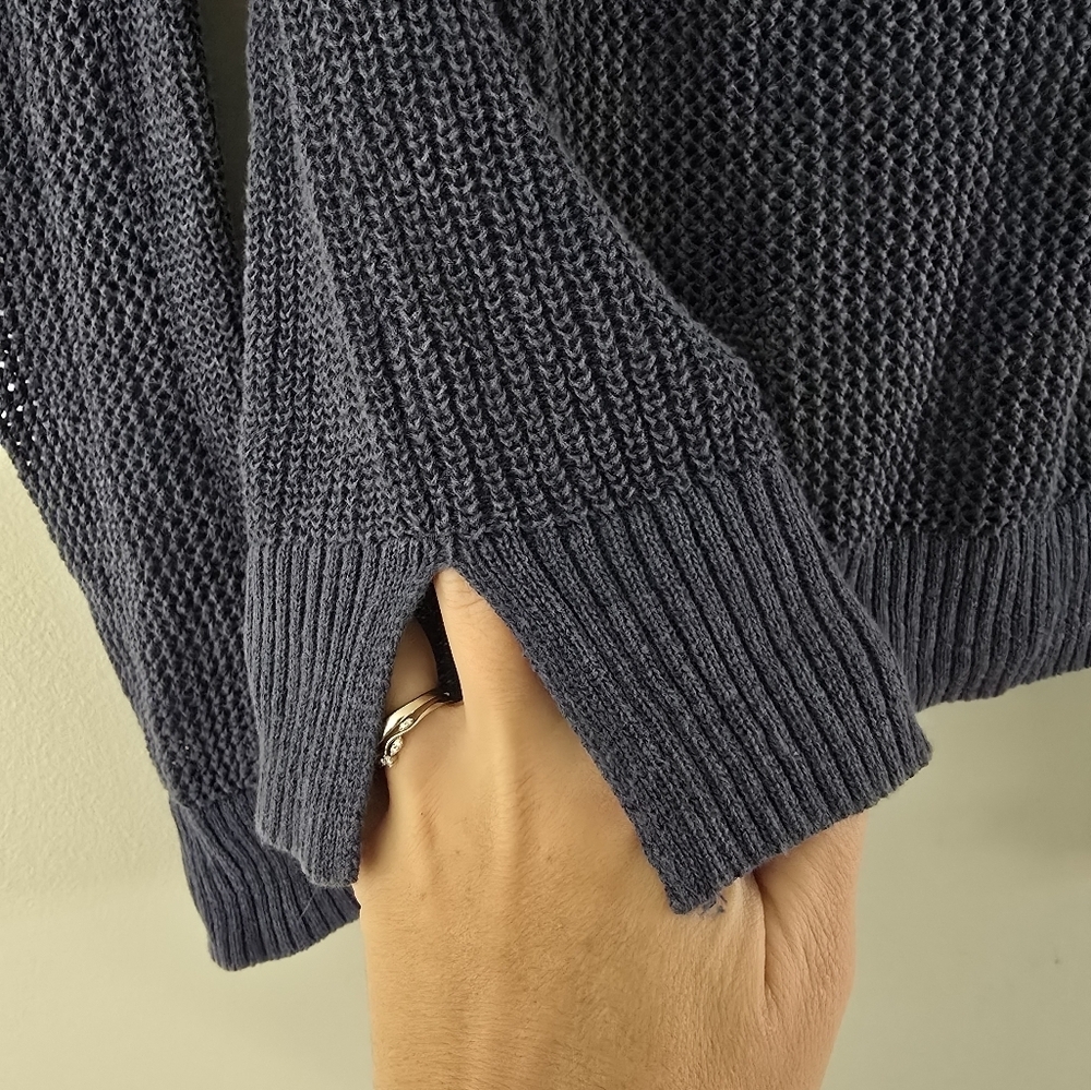 Athleta Size Small Navy Blue Mesh Pullover Sweater Crewneck - Picture 3 of 10